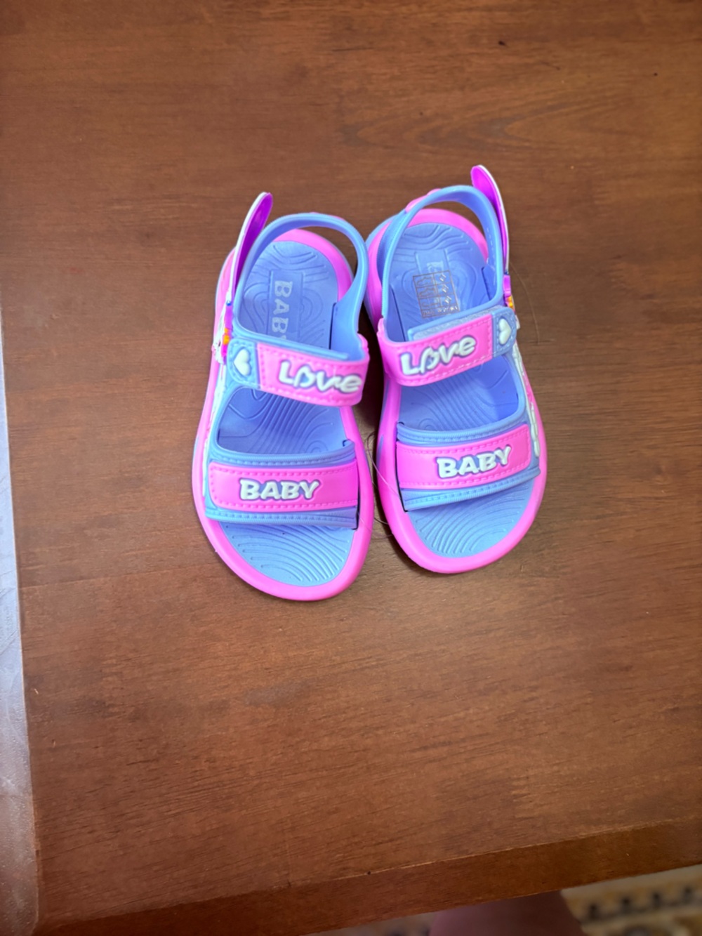 Toddler Size 23 / US 7 Baby Love Pink Blue Sandals Velcro Summer Shoes